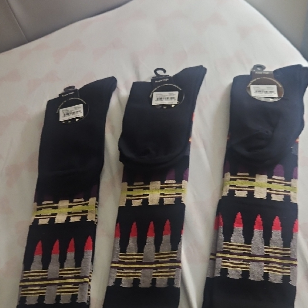 Black Socks with Lipstick Design
